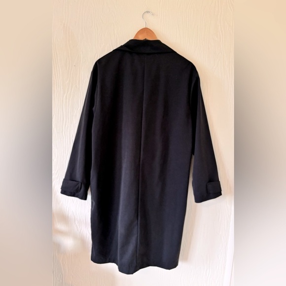 Zara Black Timeless Oversized Trench Coat Jacket Collared Button 80s Inspired - Picture 12 of 12